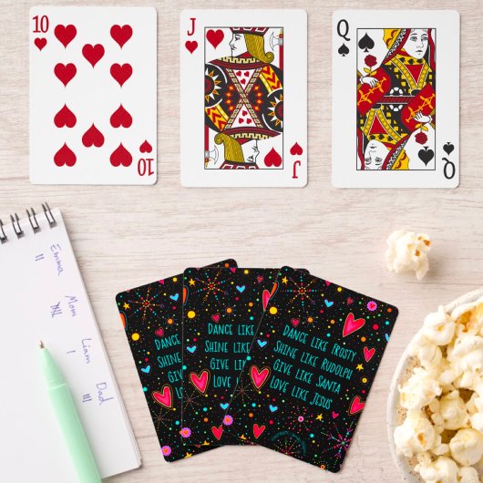 Feestelijke Black Frosty Santa Rudolph Jesus Pokerkaarten