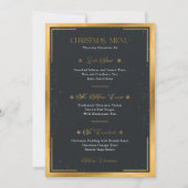 Feestelijke Black & Gold Kerstdiner Menu Kaart (Voorkant)