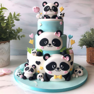 FEESTELIJKE BLACK & WHITE PANDA THEMA KIDS VERJAAR KAART