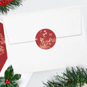 Feestelijke bladbloemige kerst traditioneel rood ronde sticker