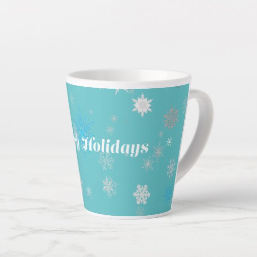 Feestelijke Blauwe en Witte Kerst Mok (Rechterhoek)