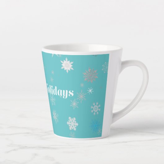 Feestelijke Blauwe en Witte Kerst Mok (Rechts)