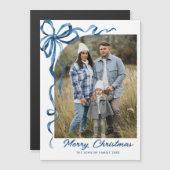 Feestelijke Blauwe Kerstboog Foto Magnetische Kaar (Voorkant / Achterkant)