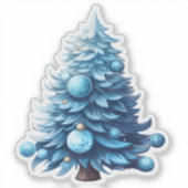 Feestelijke blauwe kerstboom decor sticker (Voorkant)
