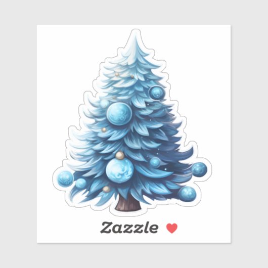 Feestelijke blauwe kerstboom decor sticker (Vel)