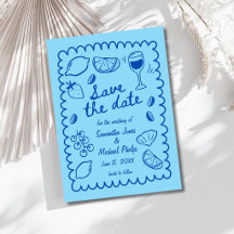 Feestelijke Blauwe Kust Bruiloft Save the Date