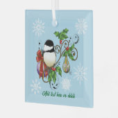 Feestelijke Blauwe Vintage Kerstmees Glas Ornament (Voorkant links)