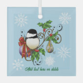 Feestelijke Blauwe Vintage Kerstmees Glas Ornament (Voorkant)