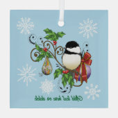 Feestelijke Blauwe Vintage Kerstmees Glas Ornament (Achterkant)