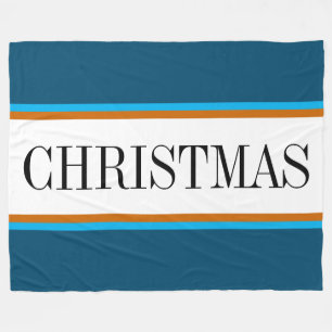 Feestelijke Blauwgroen Blauw Wit Bruin KERSTSTREPE Fleece Deken