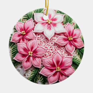 Feestelijke bloemen: Holiday Poinsettia Art Keramisch Ornament