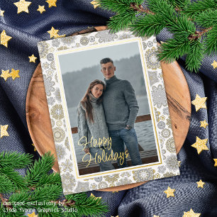 Feestelijke Bloemen Mandala Sneeuwvlokken Patroon  Folie Feestdagen Briefkaart