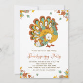 Feestelijke Bloemen Turkije Thanksgiving Partij Kaart (Voorkant)