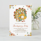 Feestelijke Bloemen Turkije Thanksgiving Partij Kaart (Staand voorkant)