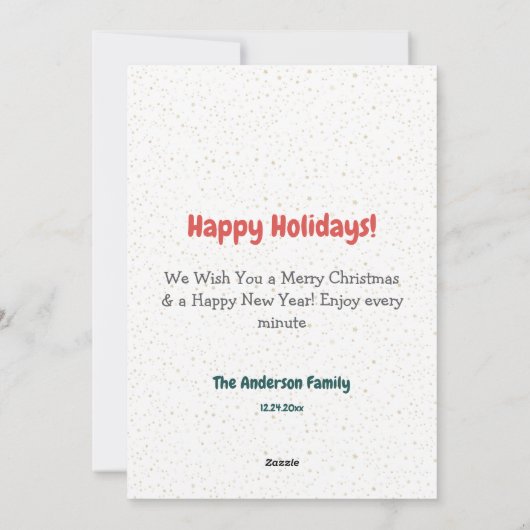 Feestelijke Bloemenkrans Groene Foto Kerstmis Feestdagenkaart (Achterkant)