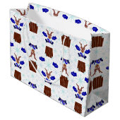 Feestelijke Blue Kasky Kerstrendier Groot Cadeauzakje (Achterkant Gekanteld)