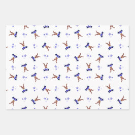 Feestelijke Blue Kasky Kerstrendier Inpakpapier Vel