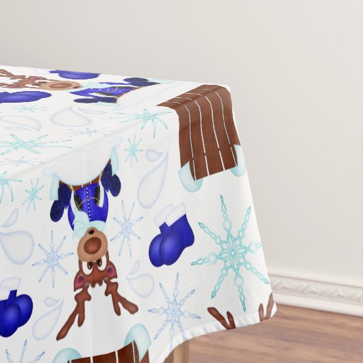 Feestelijke Blue Kasky Kerstrendier Tafelkleed (Voorbeeld)