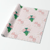 Feestelijke Blush Pink Glitter Kerstmis Cadeaupapier (Uitgerold)