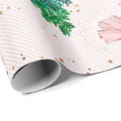 Feestelijke Blush Pink Glitter Kerstmis Cadeaupapier (Rol Hoek)