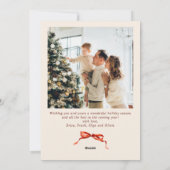 Feestelijke Boho Kerst Red Bow Ribbon 2 Foto Feestdagenkaart (Achterkant)