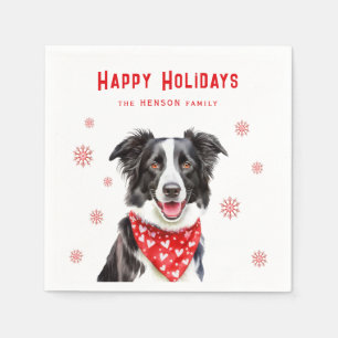 Feestelijke Border Collie Rode Hart Sjaal Kerstmis Servet