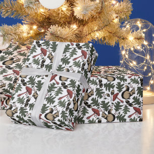Feestelijke Bos Eekhoorns, Eikels & Paddenstoelen  Cadeaupapier