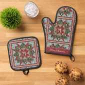 Feestelijke bosdieren Patchwork monogrammed Ovenwant & Pannenlap Set (Top down)