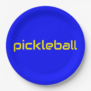 Feestelijke Bright Blue Modern Yellow PICKLEBALL T Papieren Bordje