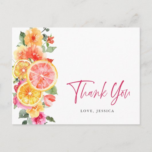 Feestelijke Bright Flowers Floral Citrus Dank u Briefkaart (Voorkant)