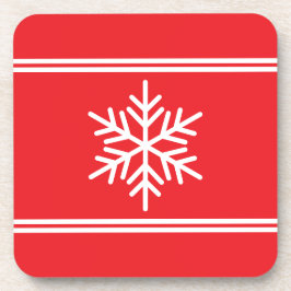 Feestelijke Bright Red White Racing Stripes Snowfl Bier Onderzetter