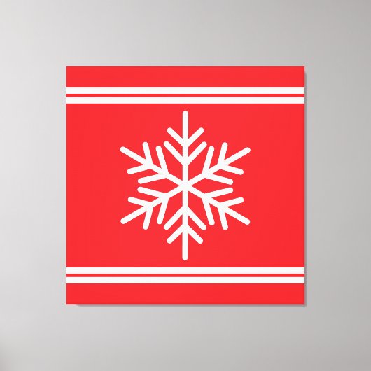 Feestelijke Bright Red White Racing Stripes Snowfl Canvas Afdruk (Voorkant)