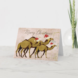 Feestelijke bronzen kamelen Vrolijke kerst Kaart