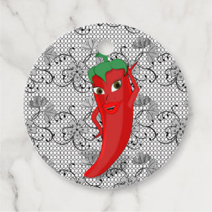 Feestelijke Bruidsdouche Met Rode Hete Peper Diva Bedankjes Labels