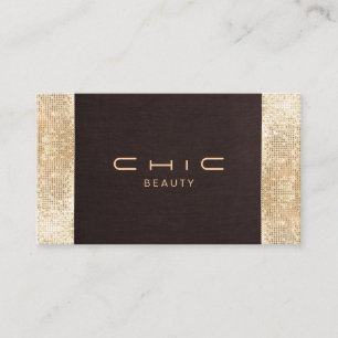 Feestelijke Bruin Linnen FAUX Gouden Sequin Schoon Visitekaartje