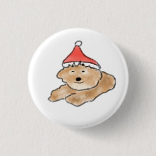 Feestelijke bruine poedel Sinterklaas kerstcadeau Ronde Button 3,2 Cm