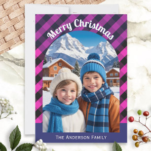 Feestelijke Buffalo geruite geblokte gebreide aang Feestdagenkaart