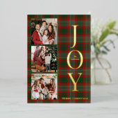 Feestelijke Buffalo Plaid 3 Foto's collage Kerstmi Folie Feestdagenkaart (Staand Voorkant)