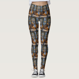 Feestelijke Bullmastiff met kerstverlichting Vakan Leggings