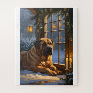 Feestelijke Bullmastiff met kerstverlichting Vakan Legpuzzel