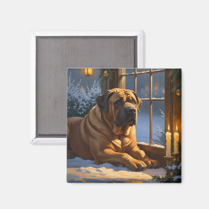 Feestelijke Bullmastiff met kerstverlichting Vakan Magneet