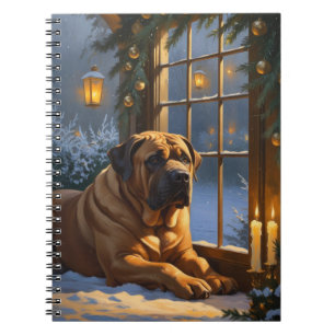 Feestelijke Bullmastiff met kerstverlichting Vakan Notitieboek