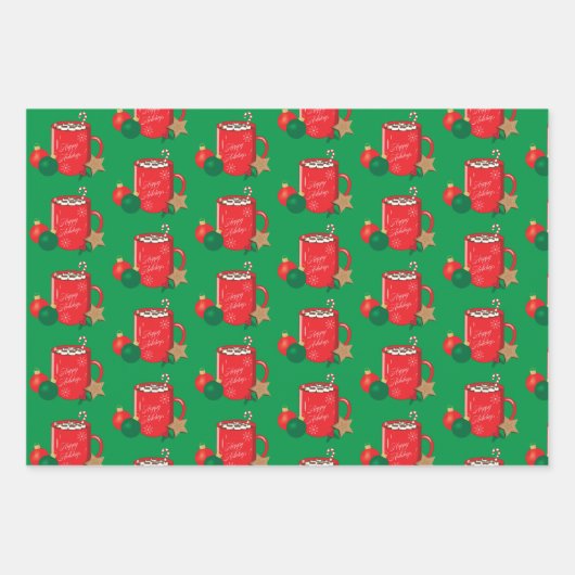 Feestelijke cacao Mok Patroon Wrapping Paper Sheet (Voorkant)