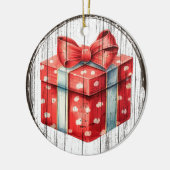 Feestelijke Cadeaudoos - Kerstversiering Keramisch Ornament (Links)