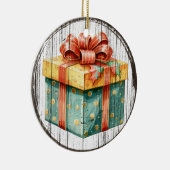 Feestelijke Cadeaudoos - Kerstversiering Keramisch Ornament (Rechts)