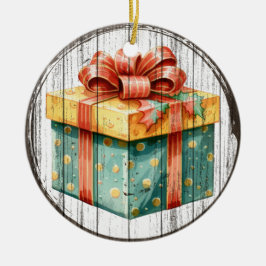 Feestelijke Cadeaudoos - Kerstversiering Keramisch Ornament