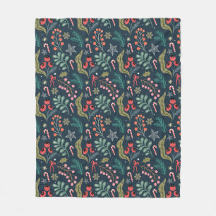 Feestelijke Candy Cane en Holly Pattern Fleece Deken