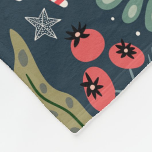 Feestelijke Candy Cane en Holly Pattern Fleece Deken (Hoek)