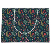Feestelijke Candy Cane en Holly Pattern Groot Cadeauzakje (Voorkant)