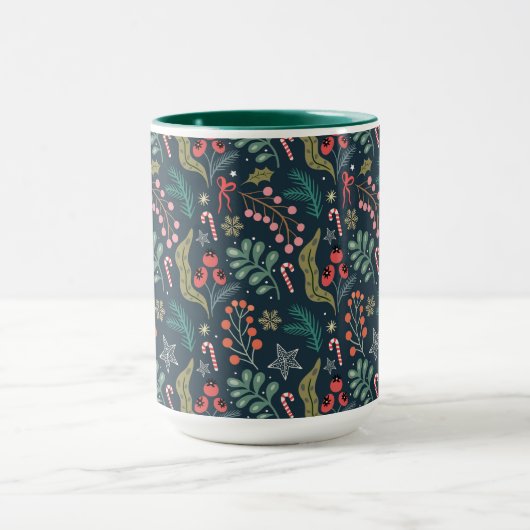 Feestelijke Candy Cane en Holly Pattern Mok (Midden)